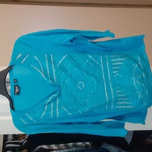 Blue  and silver top size large
